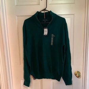 Tommy Hilfiger. Men’s large Kelly green quarter zip sweater new with tags.